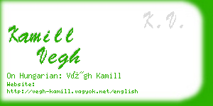 kamill vegh business card
